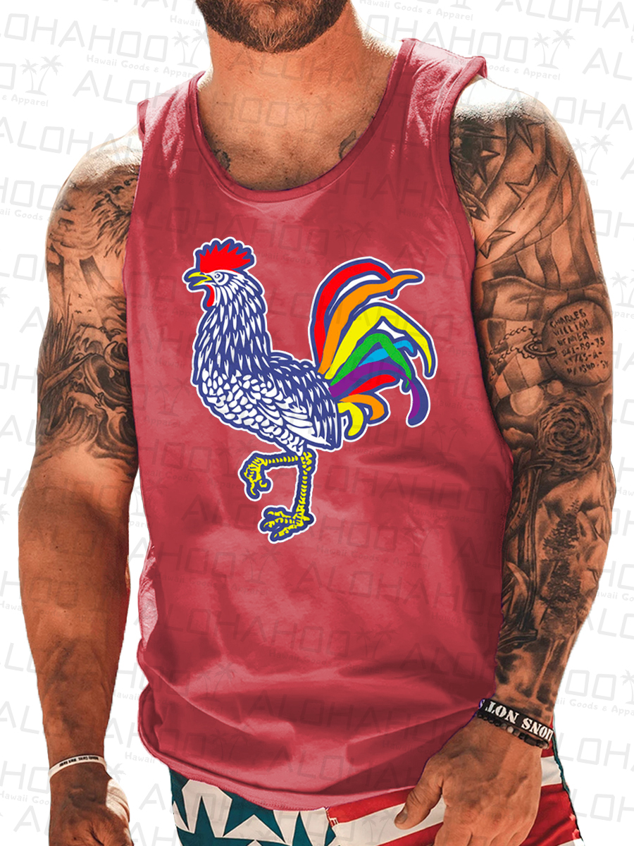 Men's Tank Top Pride Cocky Art Print Crew Neck Tank T-Shirt