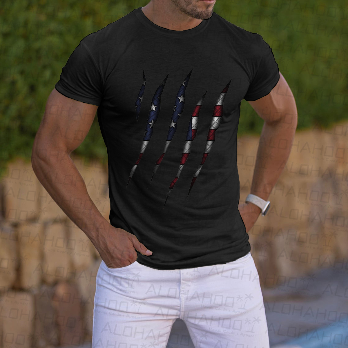 Men's T-shirt 4th of July Shirts American Flag Claw Pattern Shirt