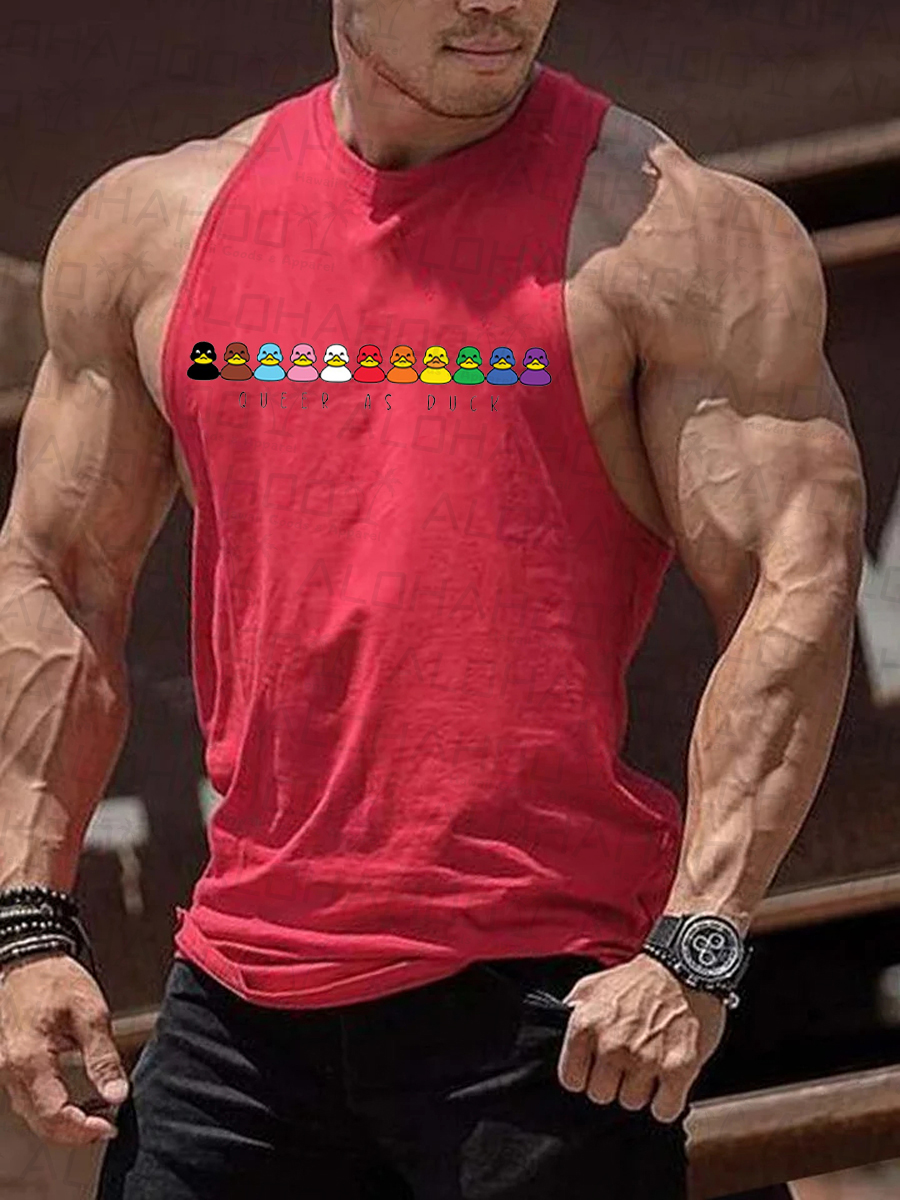 Men's T-Shirt Muscle Man Queer As Duck Top Sleeveless T-Shirt