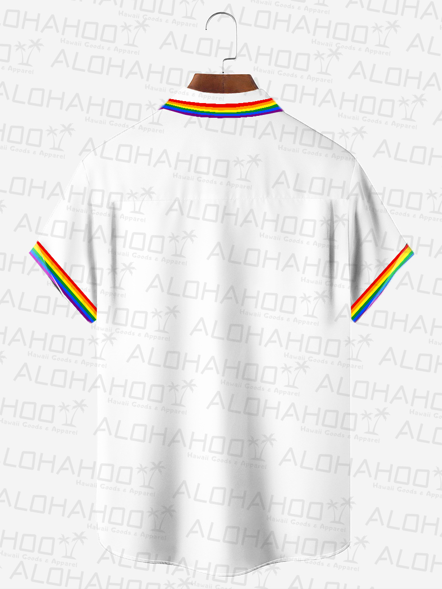 Men's Hawaiian Shirt Rainbow Claw Stripes Print Beach Easy Care Short Sleeve Shirt