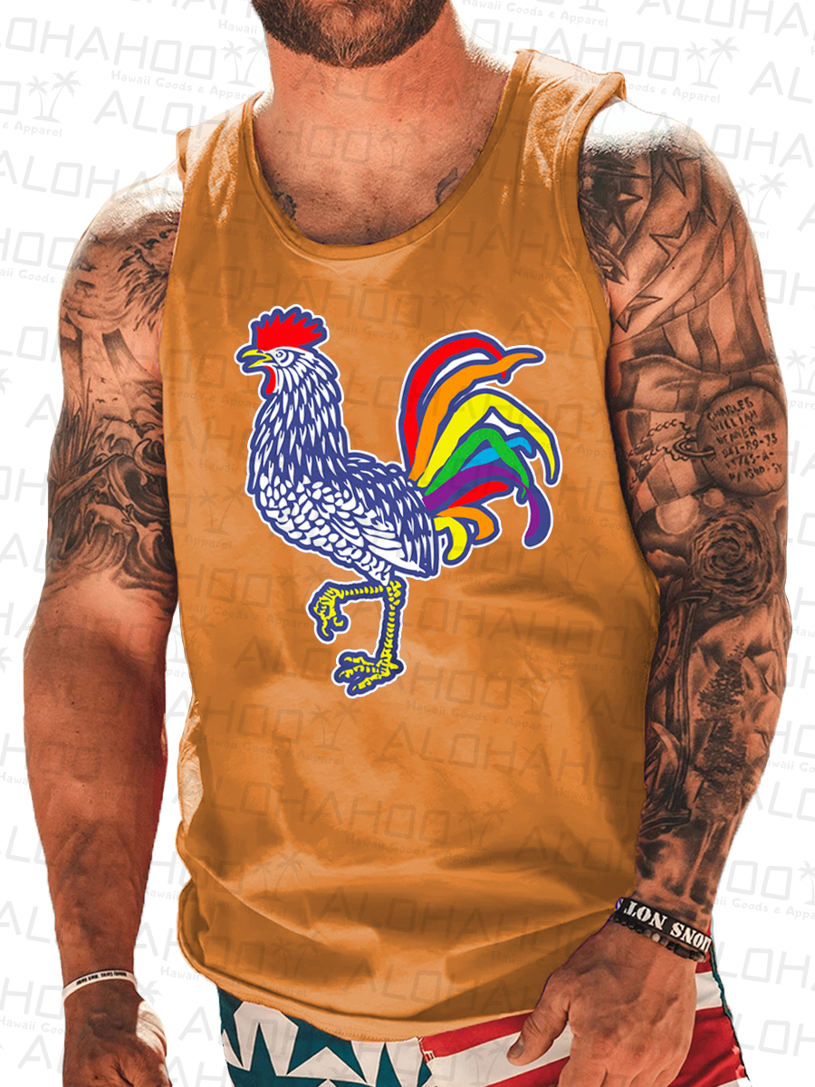Men's Tank Top Pride Cocky Art Print Crew Neck Tank T-Shirt