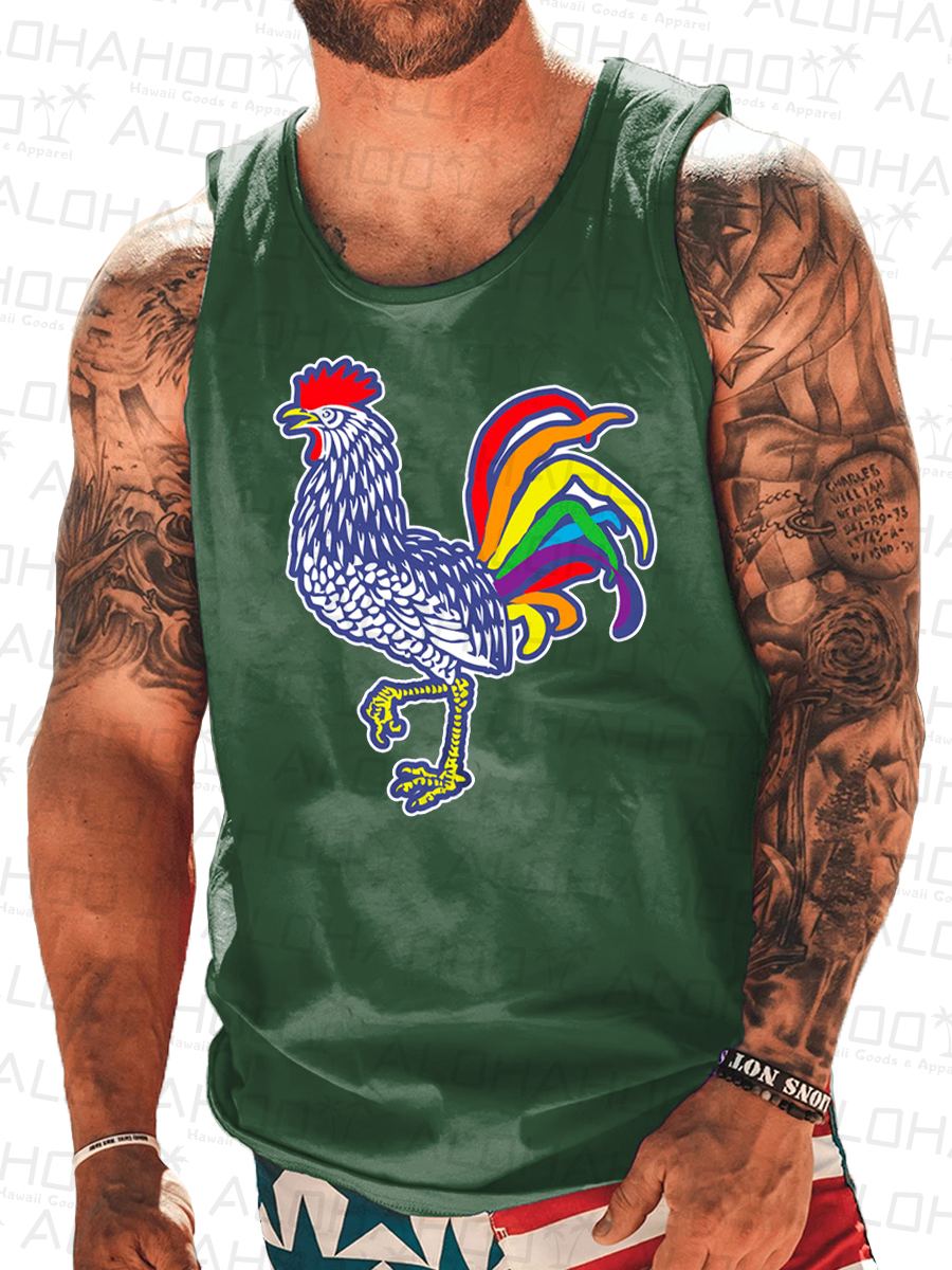 Men's Tank Top Pride Cocky Art Print Crew Neck Tank T-Shirt