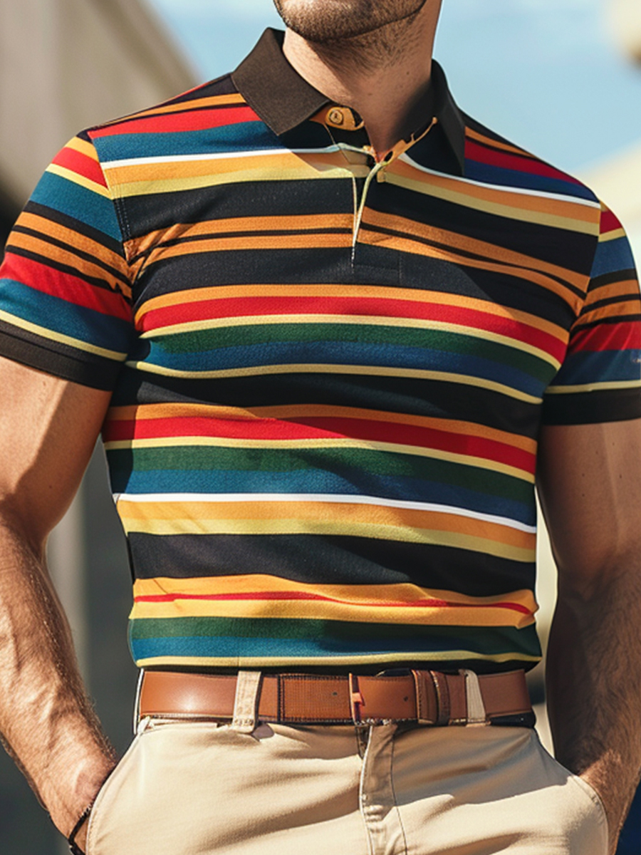 Men's Multicolor Stripes Polo Shirt