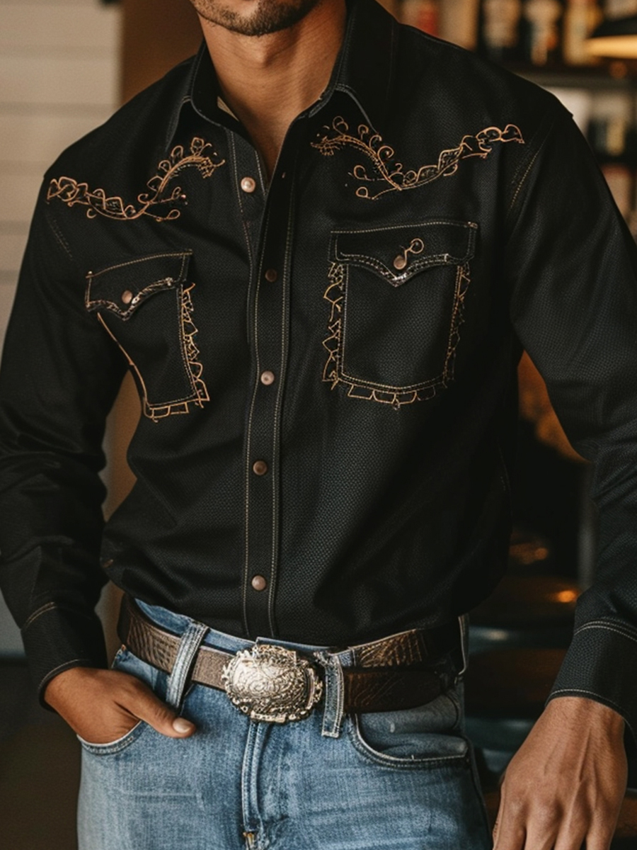 Retro Western Cowboy Long Sleeve Shirts