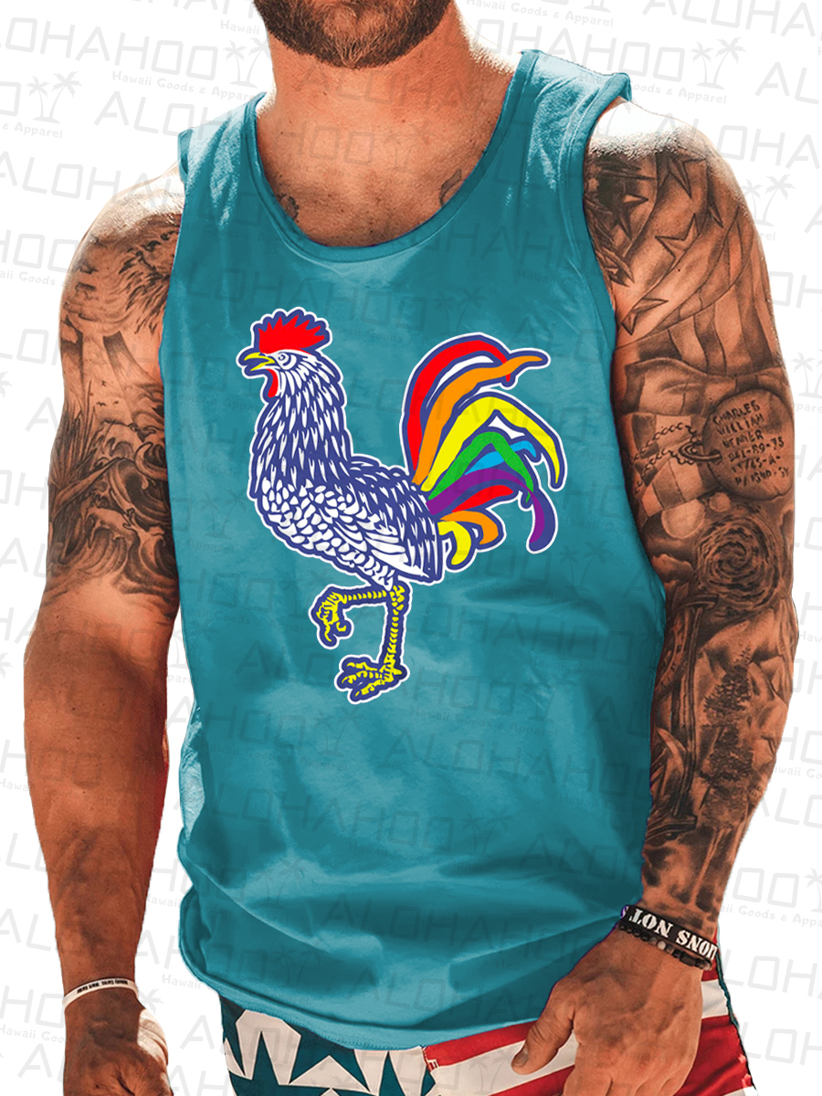 Men's Tank Top Pride Cocky Art Print Crew Neck Tank T-Shirt