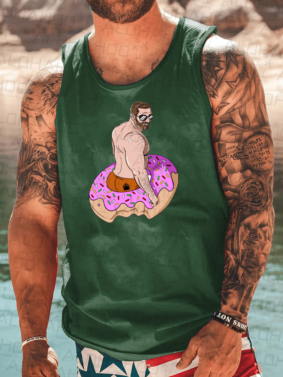 Men's Sexy Pride Bear Donut Art Print Crew Neck Tank Top Muscle Tee