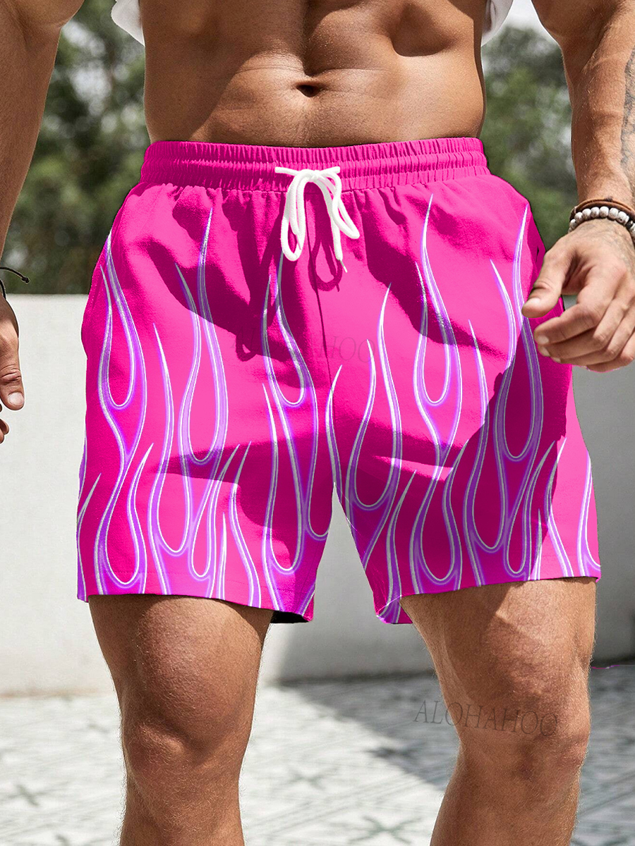 Men's Shorts Vintage Flame Print Beach Shorts