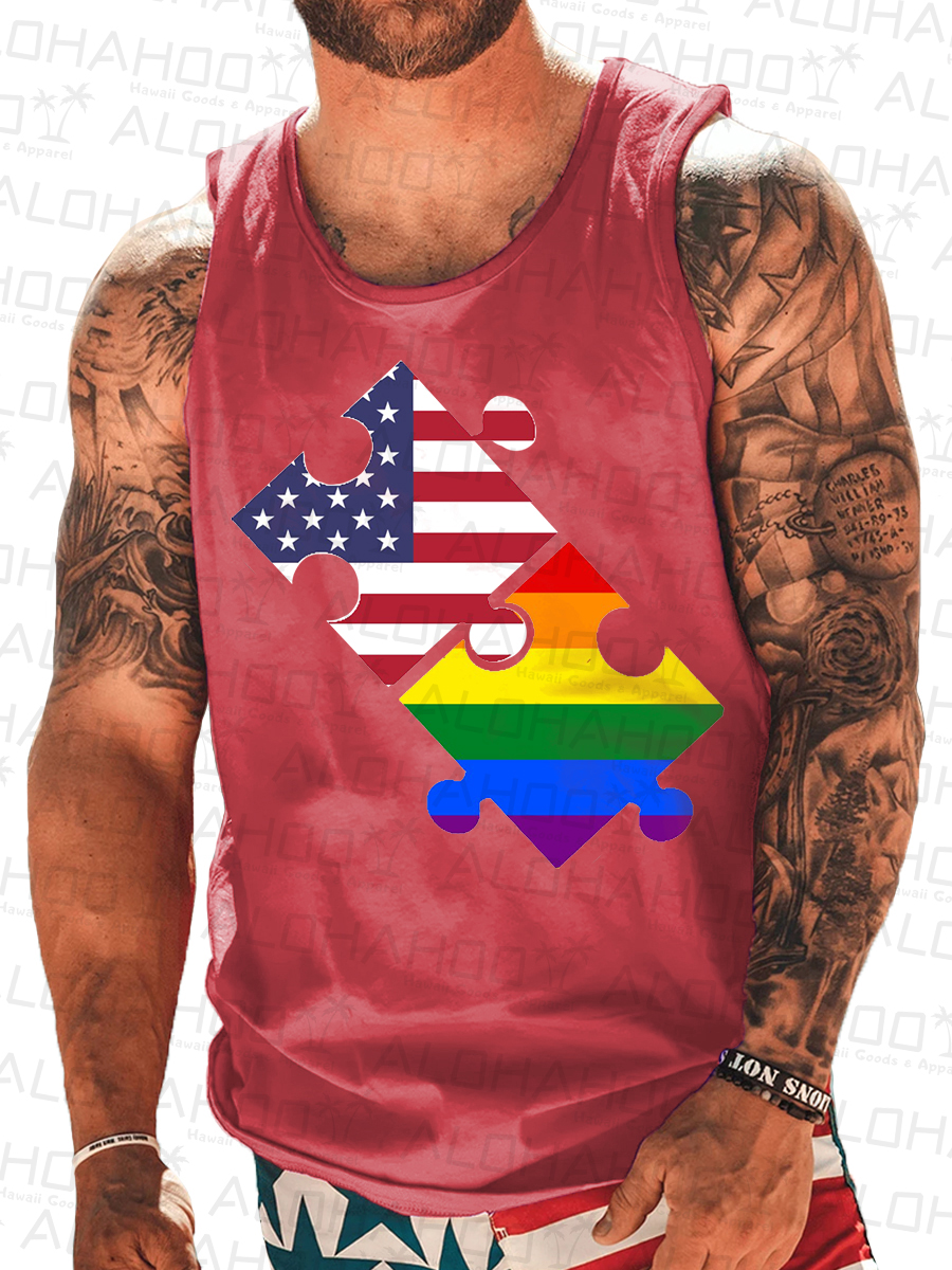 Men's Sleeveless T-shirt 4th of July Shirts Muscle Tank Top Flag Shirt