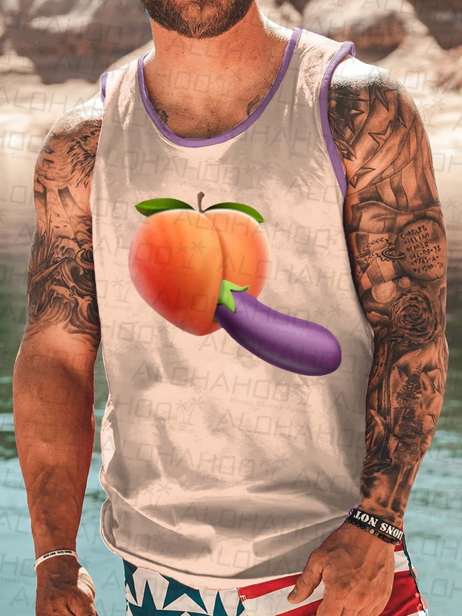 Men's Pride Fruit Art Print Crew Neck Tank Top Muscle Tee