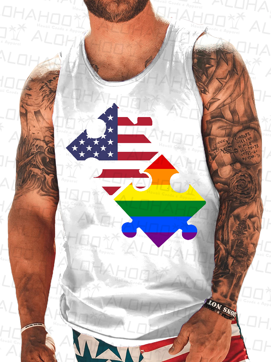 Men's Sleeveless T-shirt 4th of July Shirts Muscle Tank Top Flag Shirt