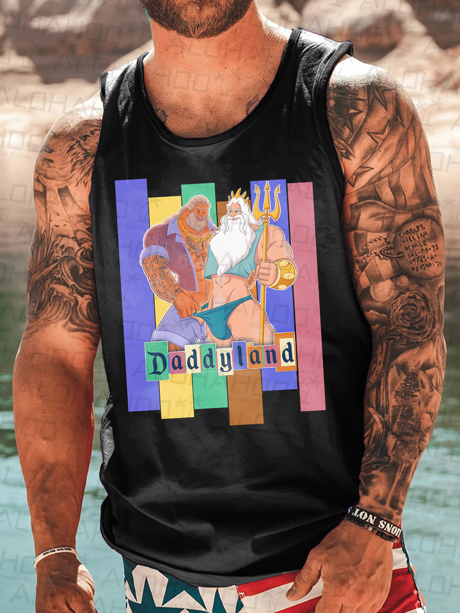 Men's Tank Top Pride Daddyland Print Crew Neck Tank T-Shirt Muscle Tee