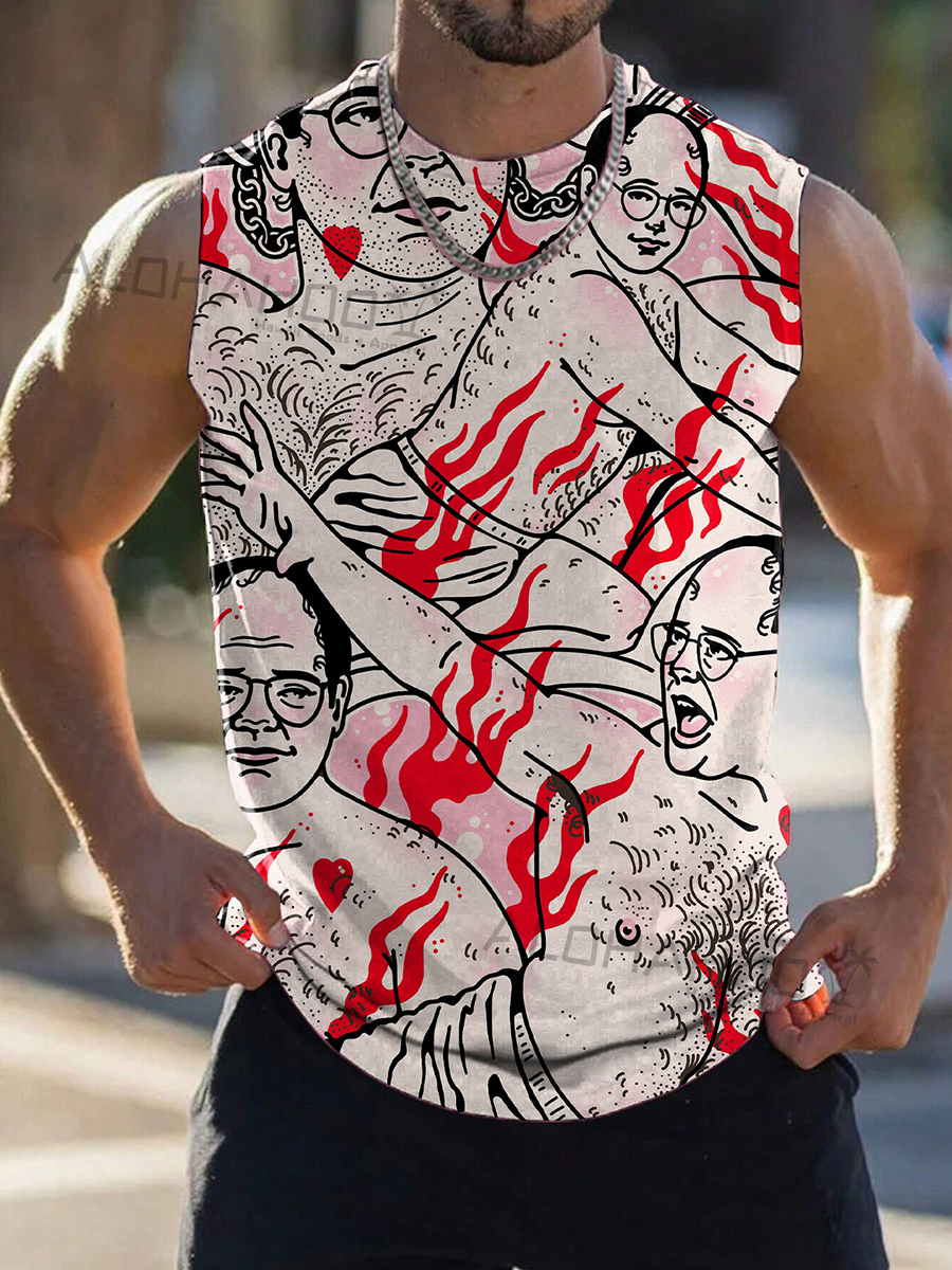 Men's Tank Top Fun Print Cozy Sleeveless T-Shirt