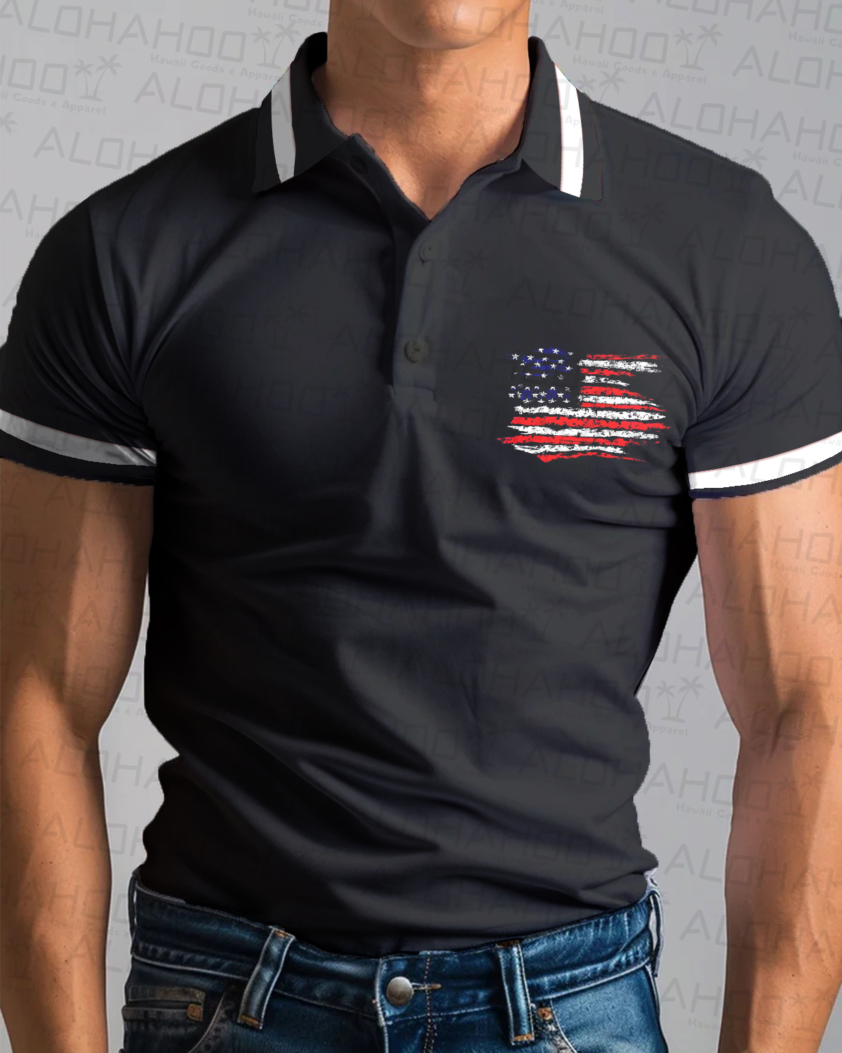 Men's Memorial Day American Flag Polo Shirt