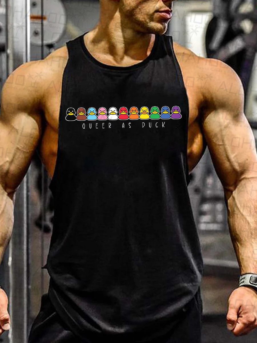 Men's T-Shirt Muscle Man Queer As Duck Top Sleeveless T-Shirt