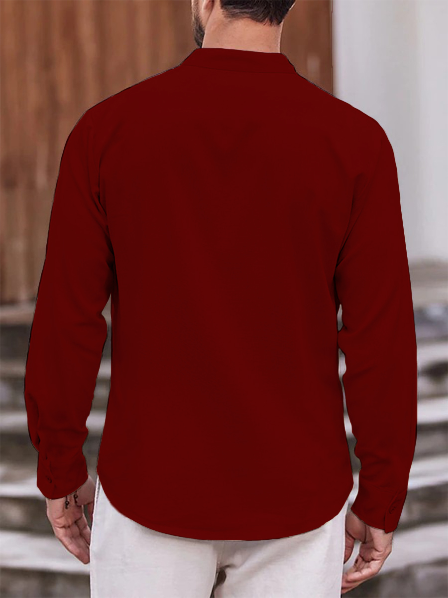 Japanese Style Dragon Print Easy Care Aloha Long Sleeve Shirts