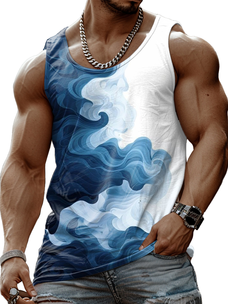 Men's Ink Cloud Print Tank Top Muscle Tee