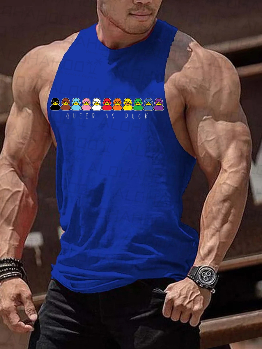 Men's T-Shirt Muscle Man Queer As Duck Top Sleeveless T-Shirt