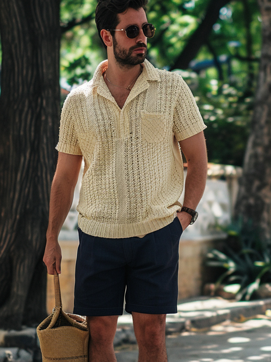 Men's Retro Stylish Knit Polo Shirt