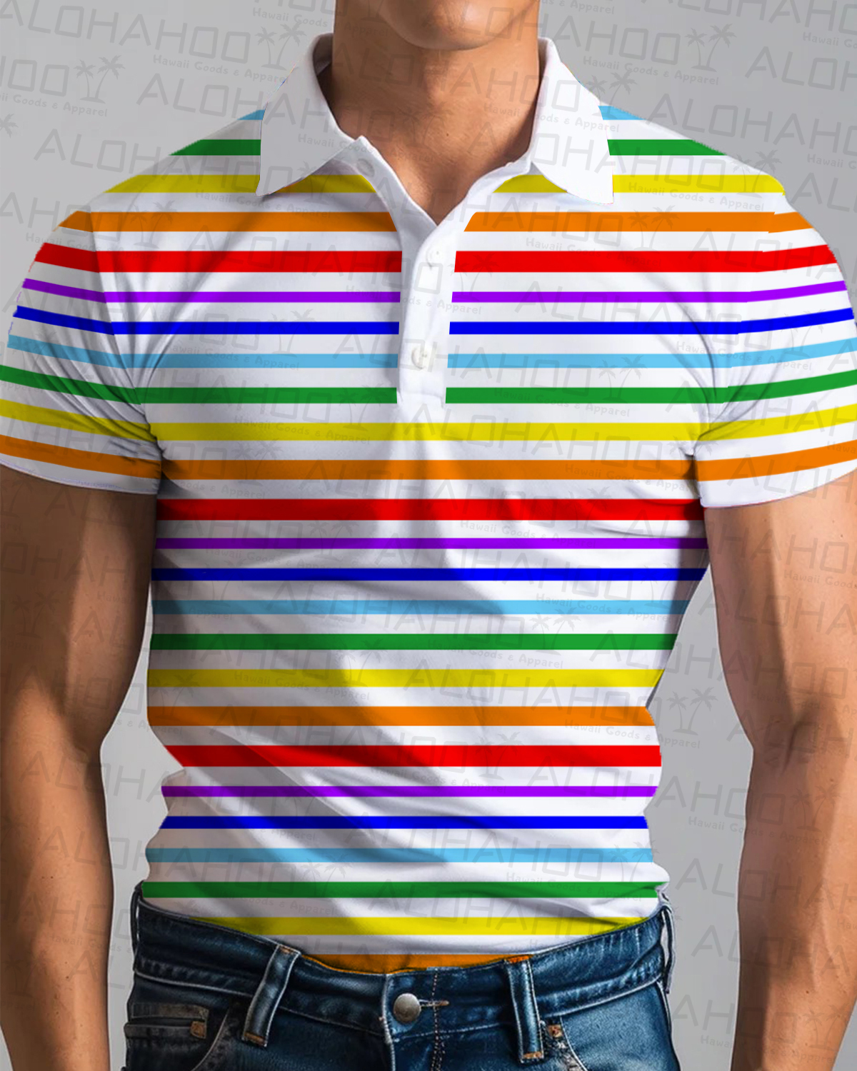 Men's Rainbow Stripes Pride Polo Shirt