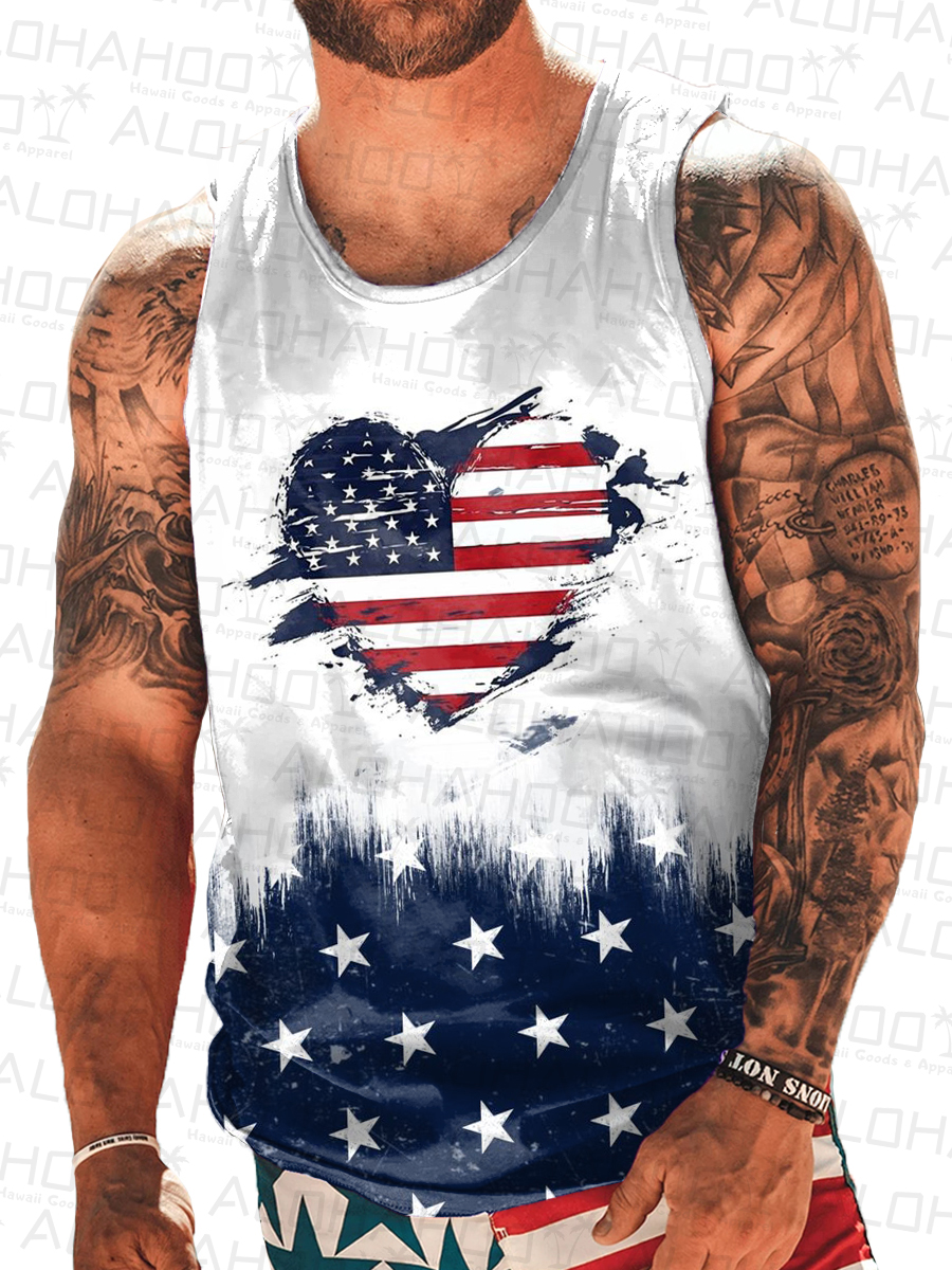 Men's Tank Top Happy Independent Day Crew Neck Tank T-Shirt Muscle Tee