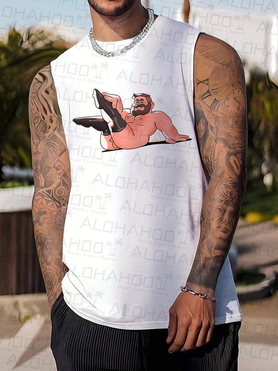 Men's T-Shirt Muscle Man Sexy Art Print Top Sleeveless T-Shirt