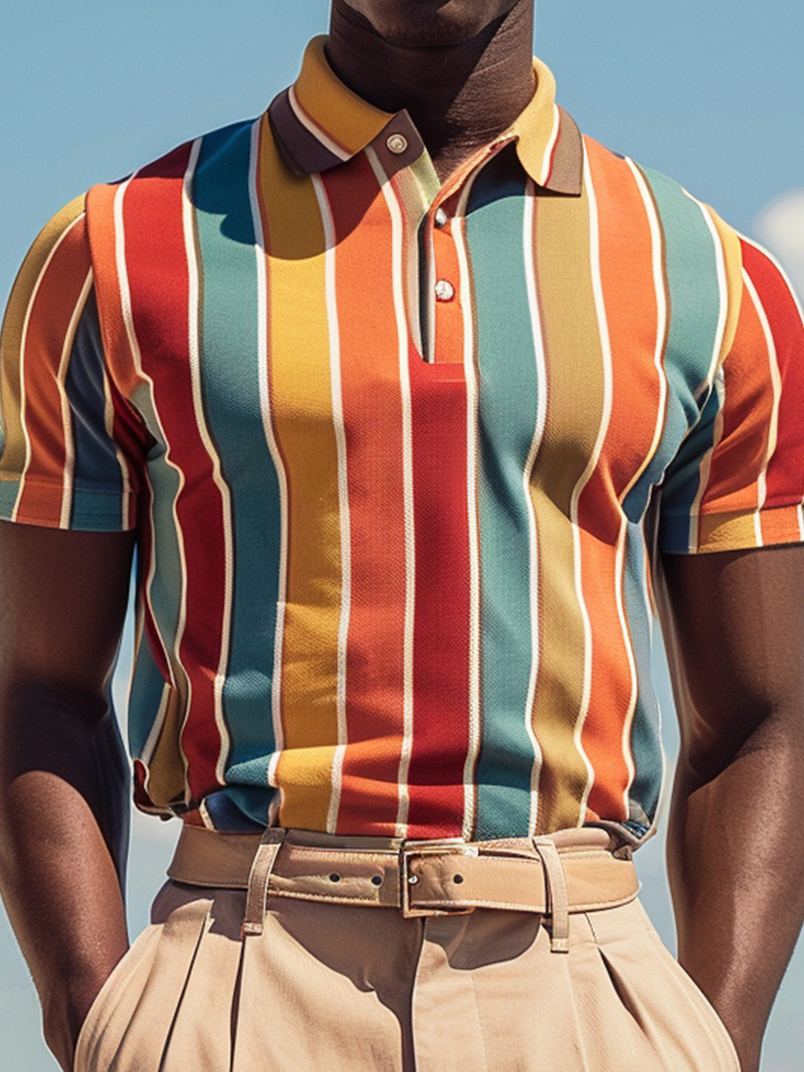 Men's Multicolor Stripes Polo Shirt