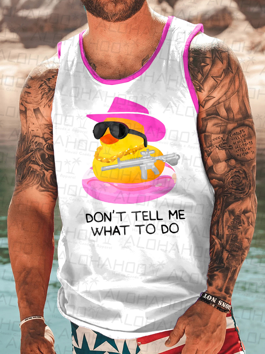 Men's Fun Don't Tell Me What To Do Duck Pattern T-Shirt