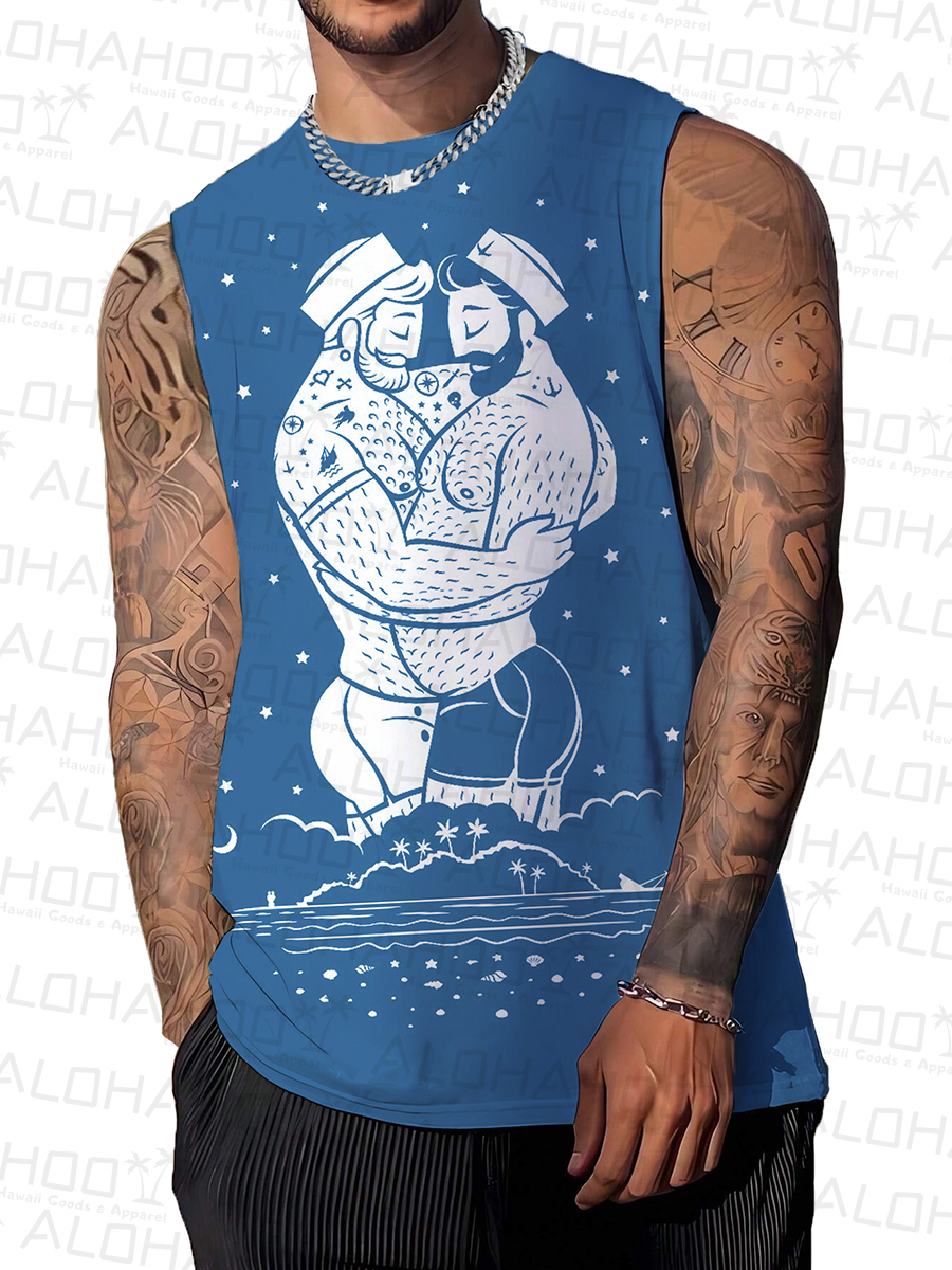 Men's T-Shirt Muscle Man Pride Sailor Love Top Sleeveless T-Shirt