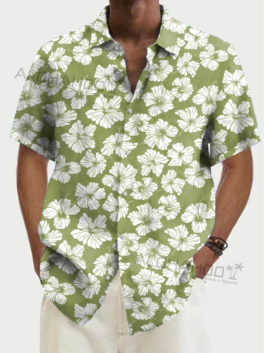 Men's Hawaiian Shirts Hibiscus Print Aloha Shirts