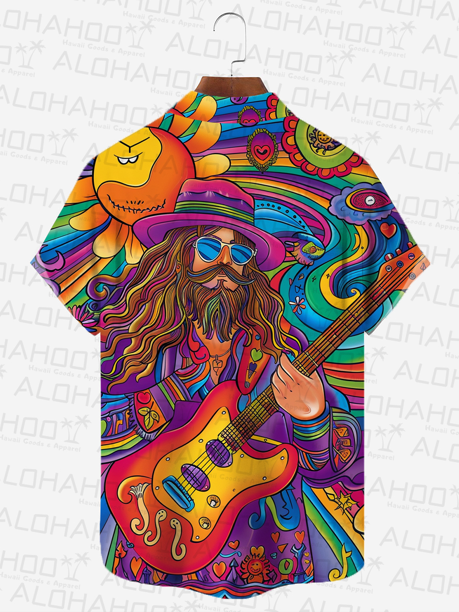 Alohahoo X Artist  Multicolor Hippie Print Short Sleeve Shirt
