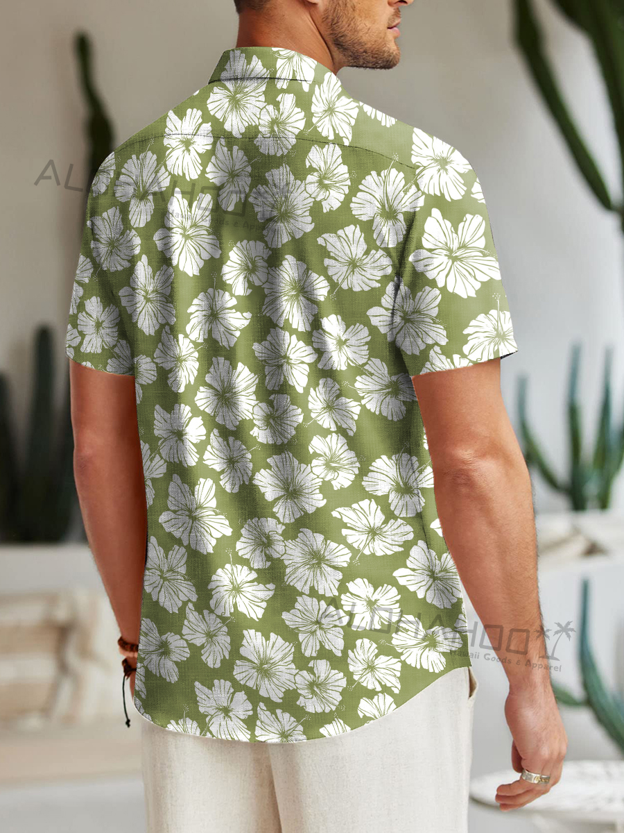 Men's Hawaiian Shirts Hibiscus Print Aloha Shirts