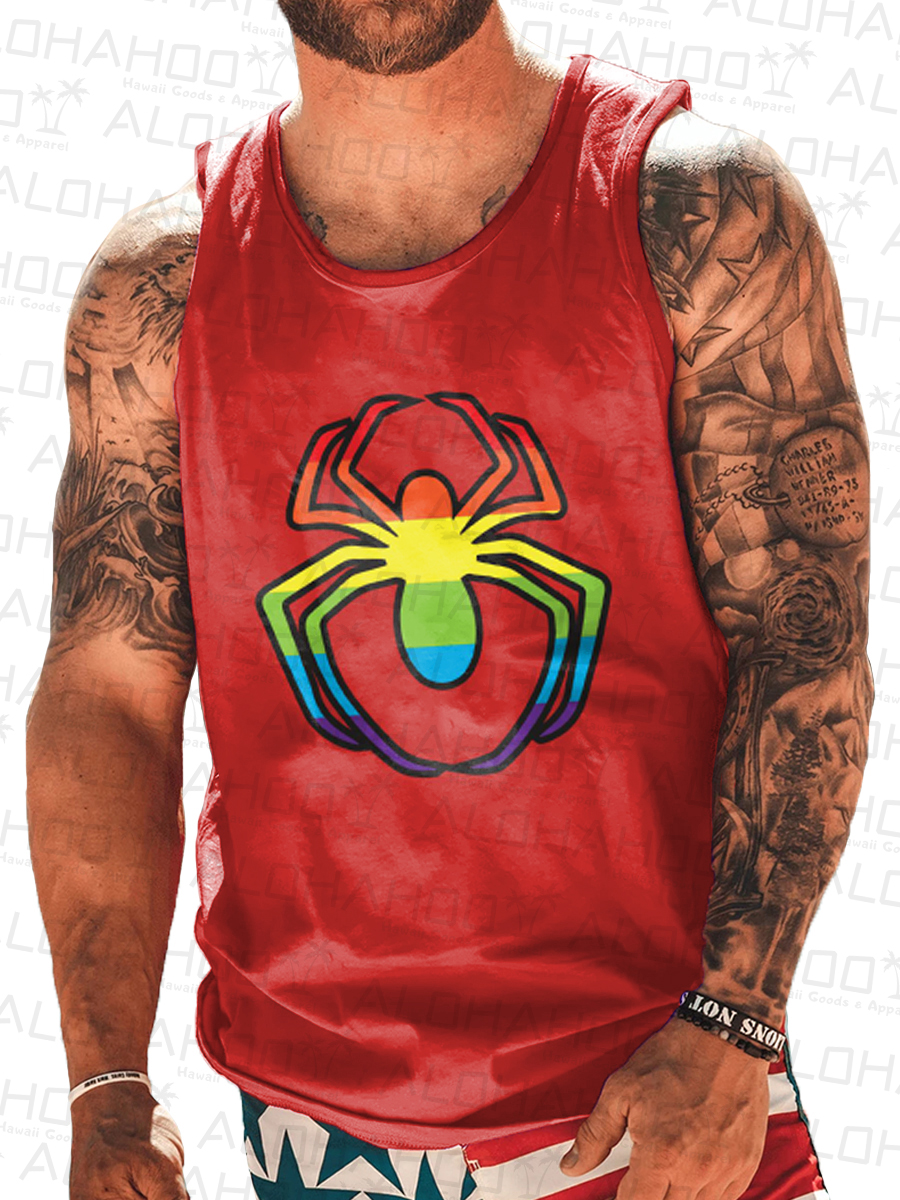 Men's Tank Top Pride With Spider Print Crew Neck Tank T-Shirt Muscle Tee