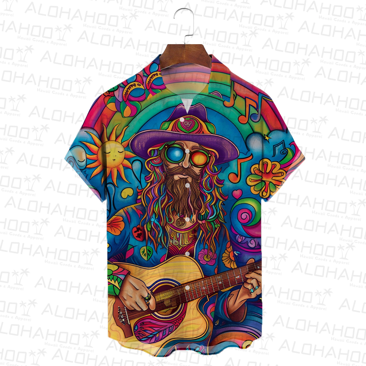 Alohahoo X Artist  Multicolor Hippie Print Short Sleeve Shirt