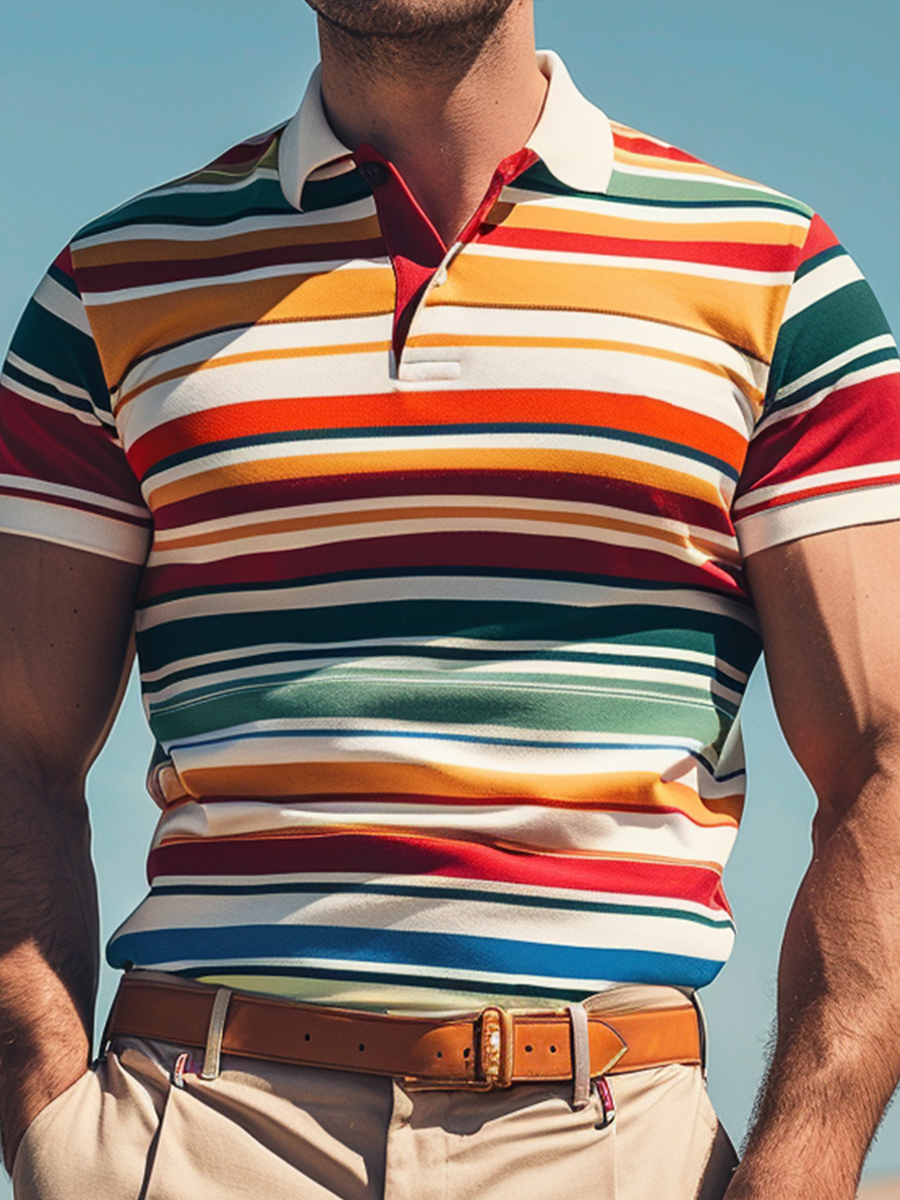 Men's Multicolor Stripes Polo Shirt