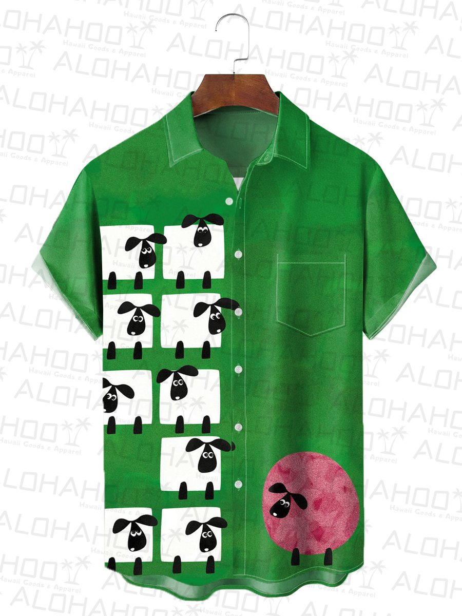 Men's Hawaiian Shirt Be Yourself Sheep Print Shirt