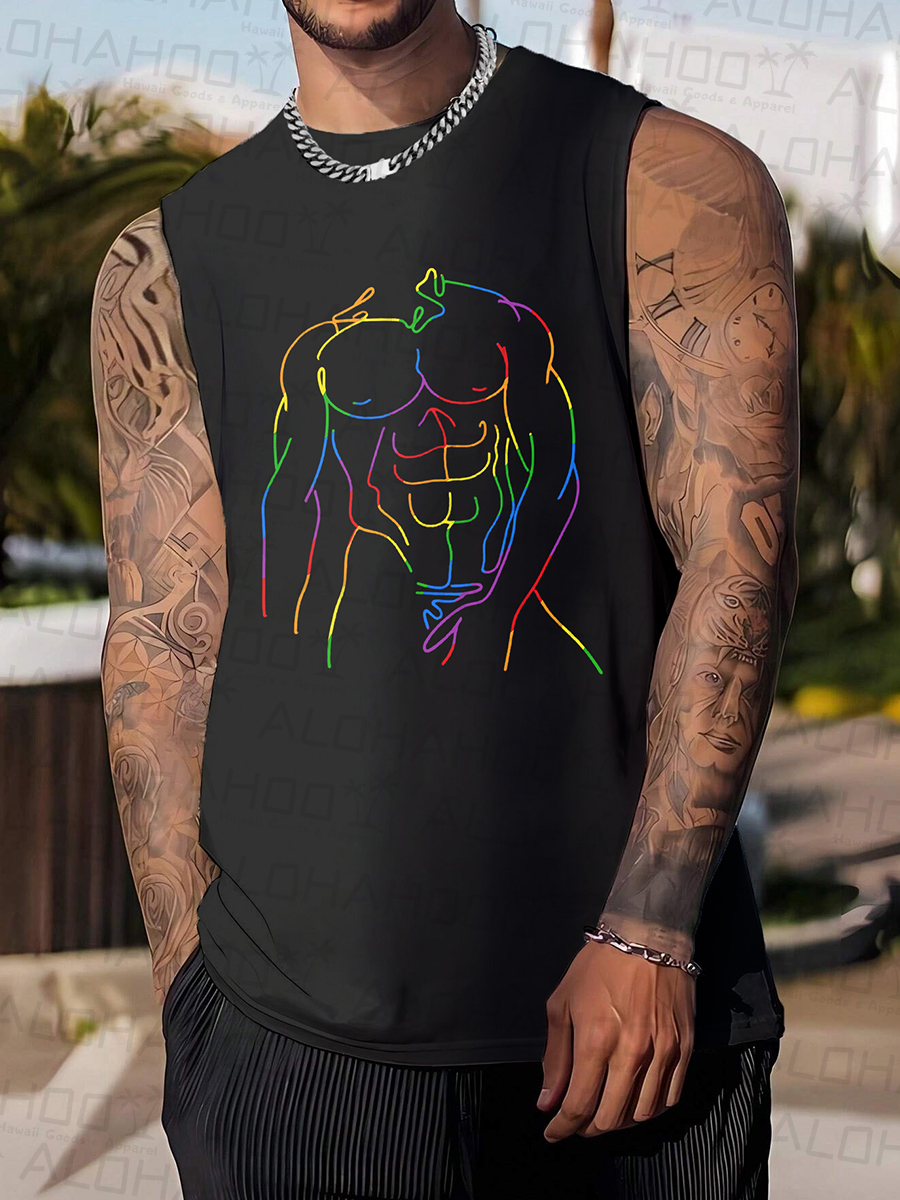 Men's Tank Top Pride Sexy Art Print Crew Neck Tank T-Shirt Muscle Tee