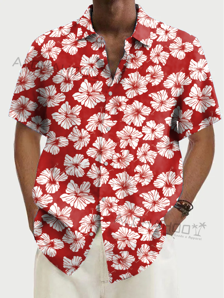 Men's Hawaiian Shirts Hibiscus Print Aloha Shirts