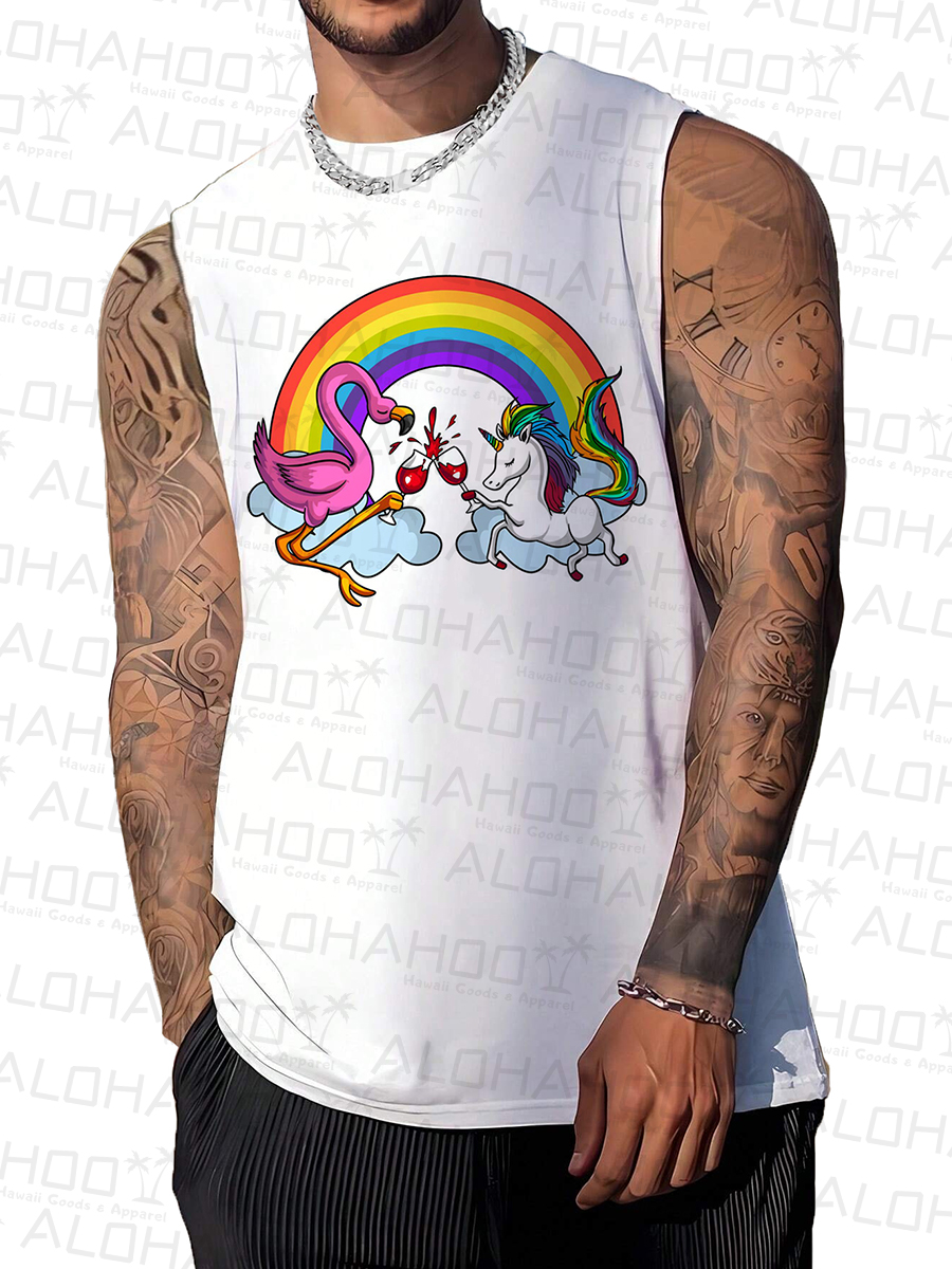 Men's Tank Top Pride Cheers Art Print Crew Neck Tank T-Shirt
