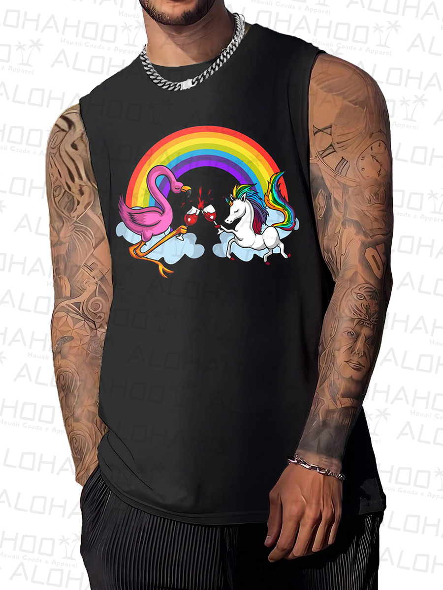 Men's Tank Top Pride Cheers Art Print Crew Neck Tank T-Shirt