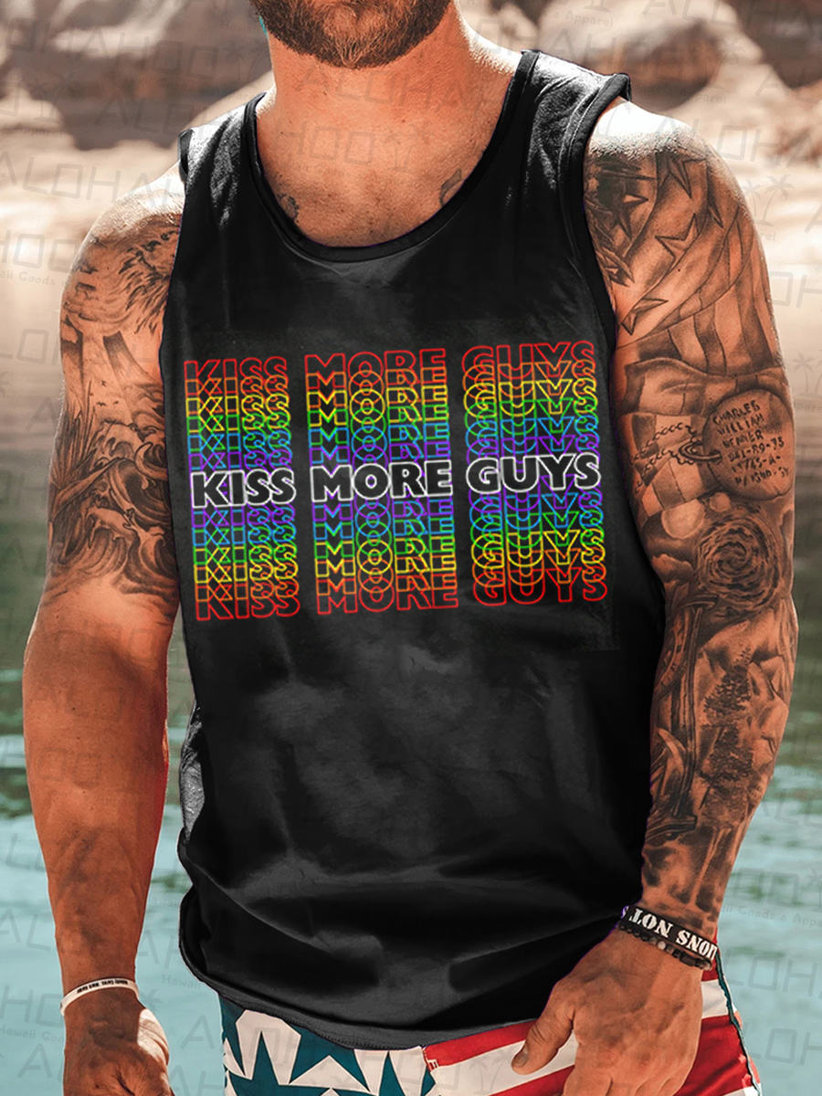 Men's Pride Kiss More Guys Pattern T-Shirt