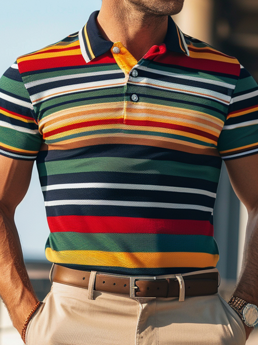 Men's Multicolor Stripes Polo Shirt