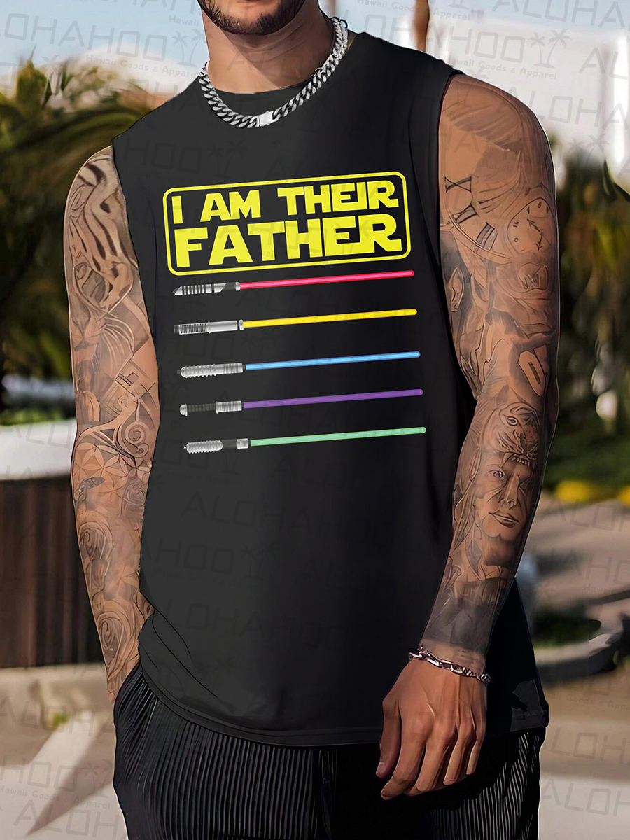 Men's Tank Top Nostalgic I Am The Father Print Crew Neck Tank T-Shirt Muscle Tee