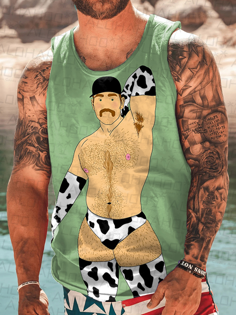 Men's Pride Man In Cow Suit Tank Top Muscle Tee