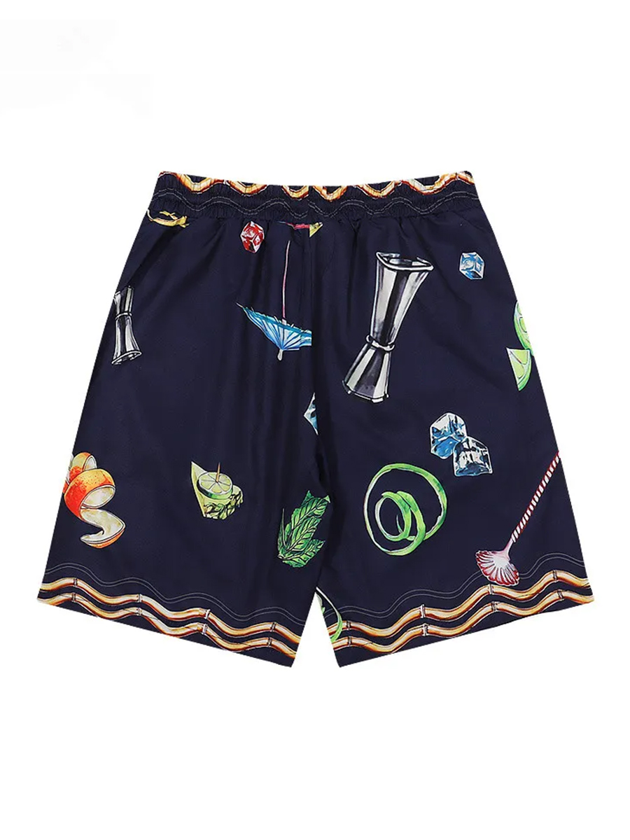 Men's Sets Stylish Casablanca Print Button Pocket Two-Piece Hawaiian Shirt Shorts Set