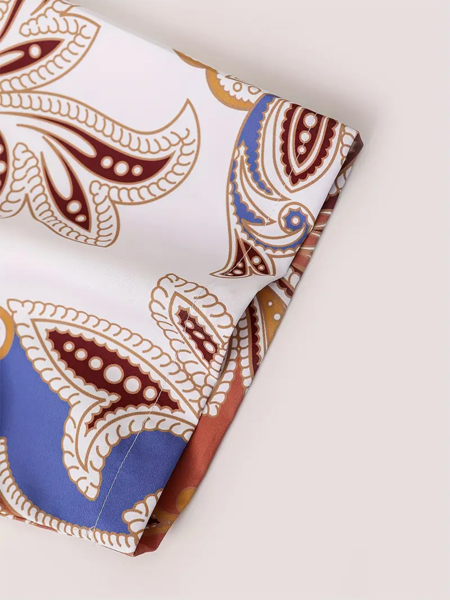 Men's Sets Hawaiian Vintage Paisley Print Button Pocket Two-Piece Shirt Shorts Set