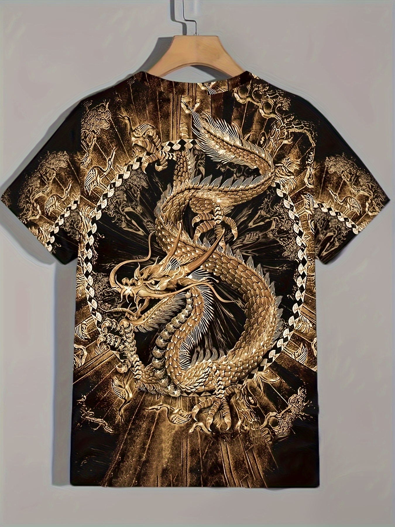 Men's Casual Japanese Style Dragon Print T-Shirt