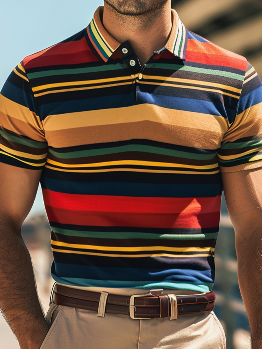 Men's Multicolor Stripes Polo Shirt