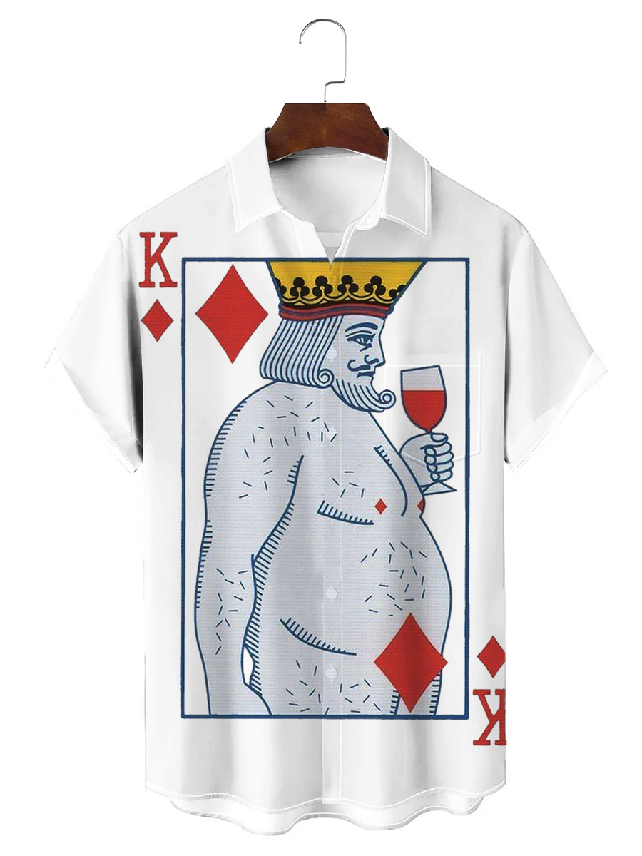 Men's Hawaiian Shirts Fun Sexy King Card Print Aloha Shirts