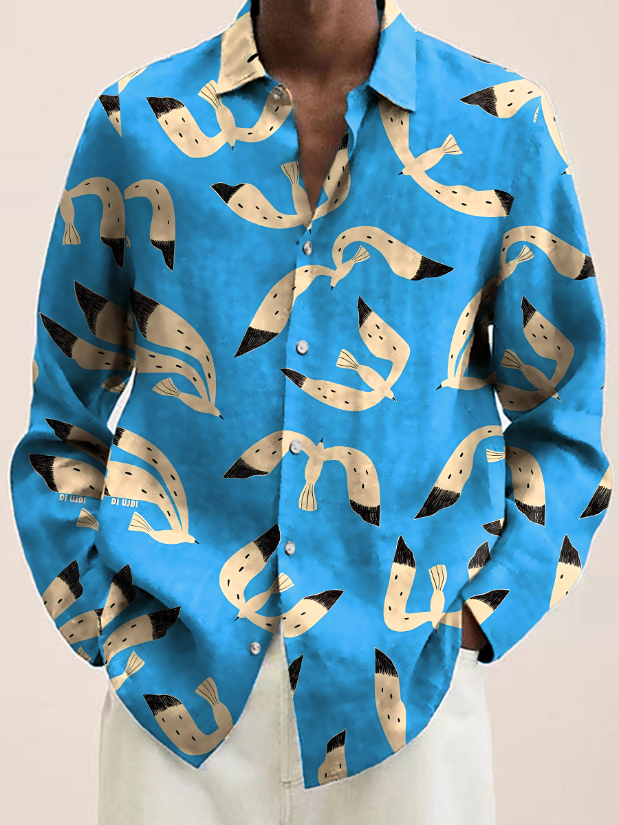 Blue Lively Dolphin Print Shirt