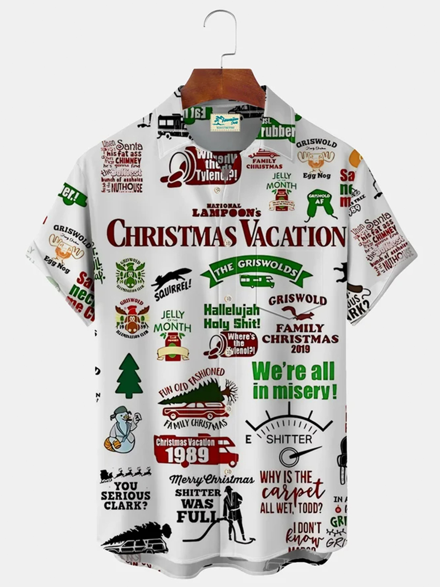 Men's Christmas Vacation Short Sleeve Shirts Vintage Xmas Holiday